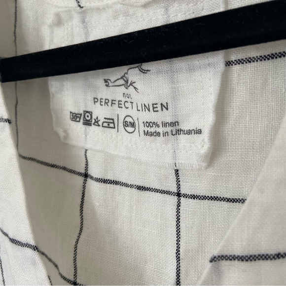 SOLD Not Perfect Linen V Neck Large Check Print Tank size S/M - Picture 3 of 11